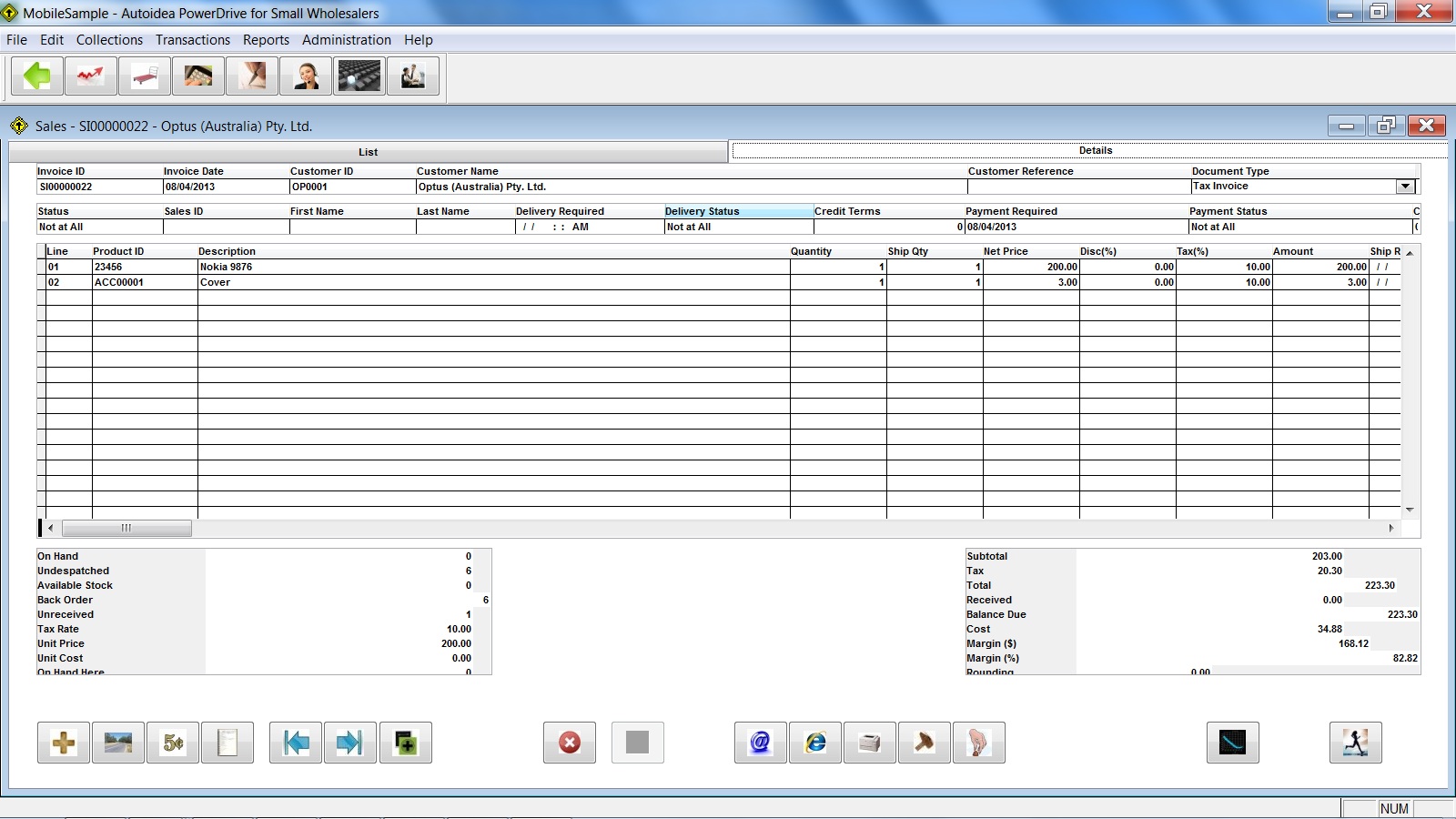 Autoidea PowerDrive for Small Wholesalers with Serial Numbers, CRM & E-Commerce screenshot